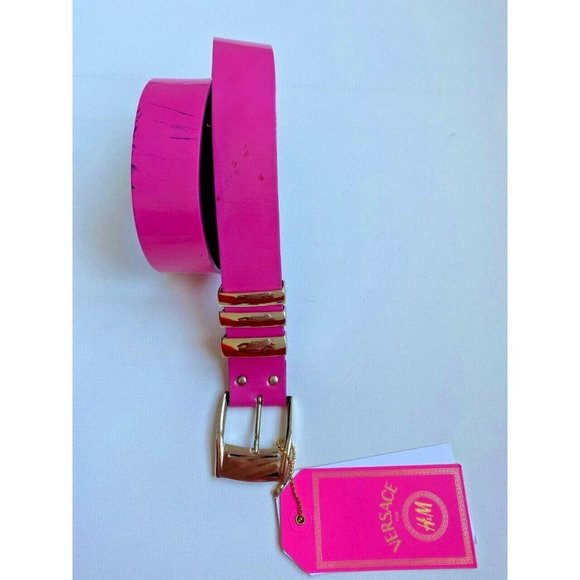 VERSACE Limited Edition H&M Hot PINK Belt SMALL Made in ITALY - Picture 2 of 2